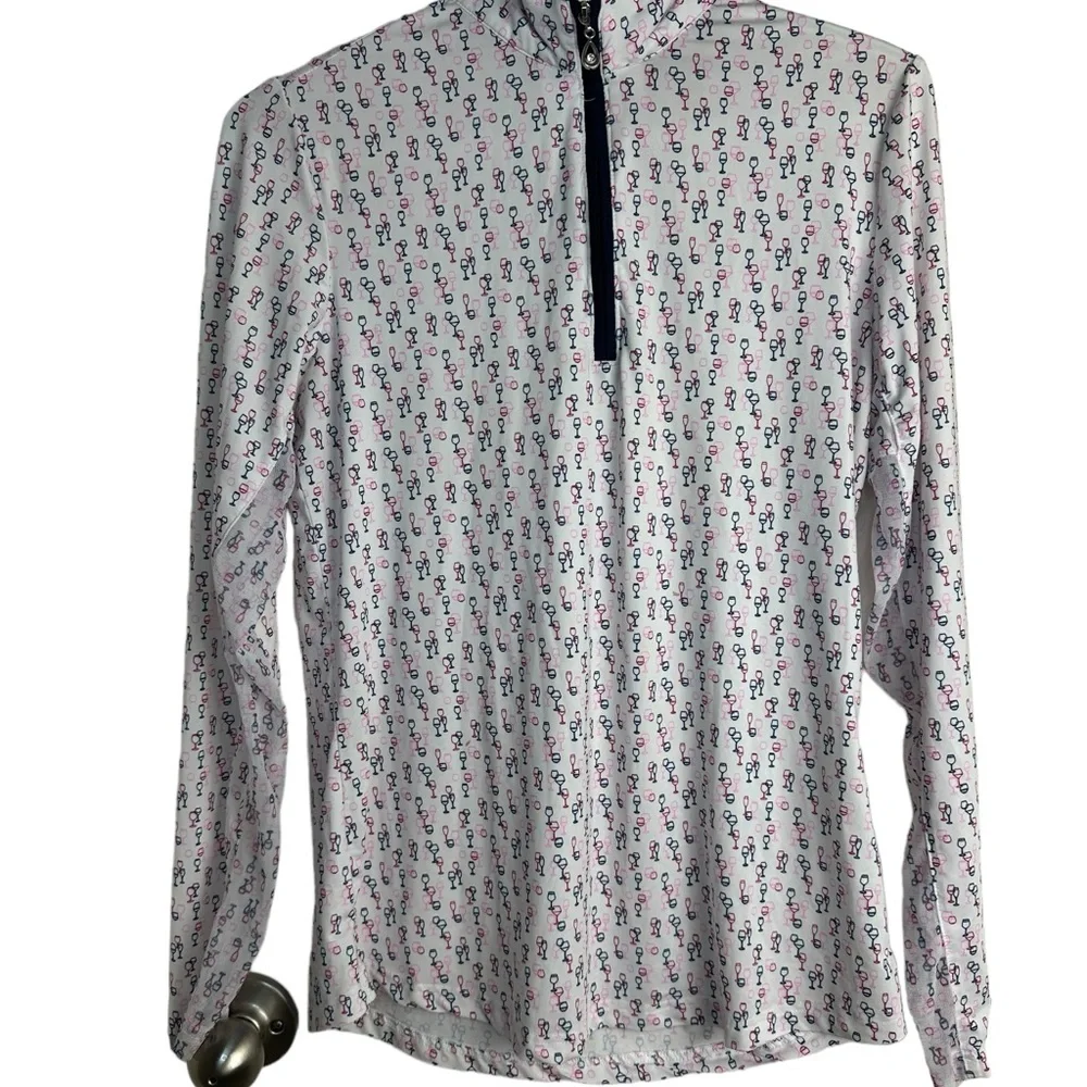 SanSoleil SolCool UPF-50 wine glasses golf sweater size Small - Picture 2 of 8